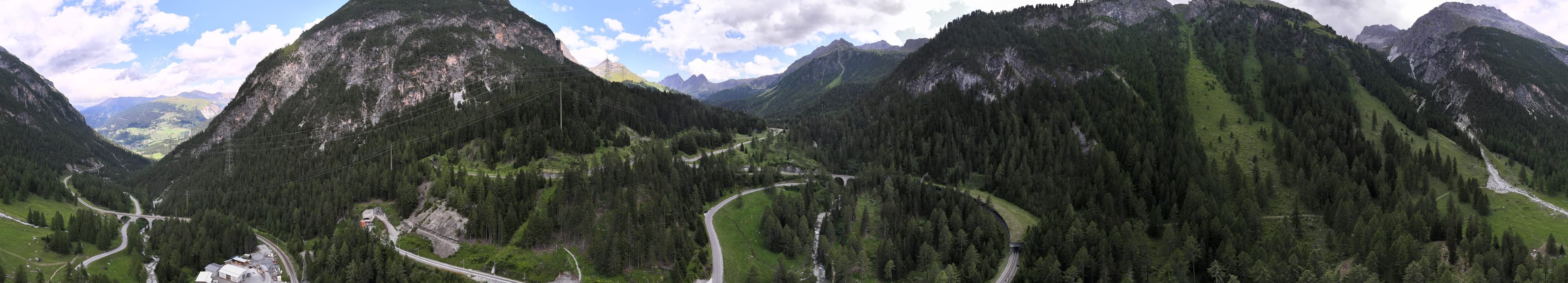 Albula valley with a viaduct of the Albula railway