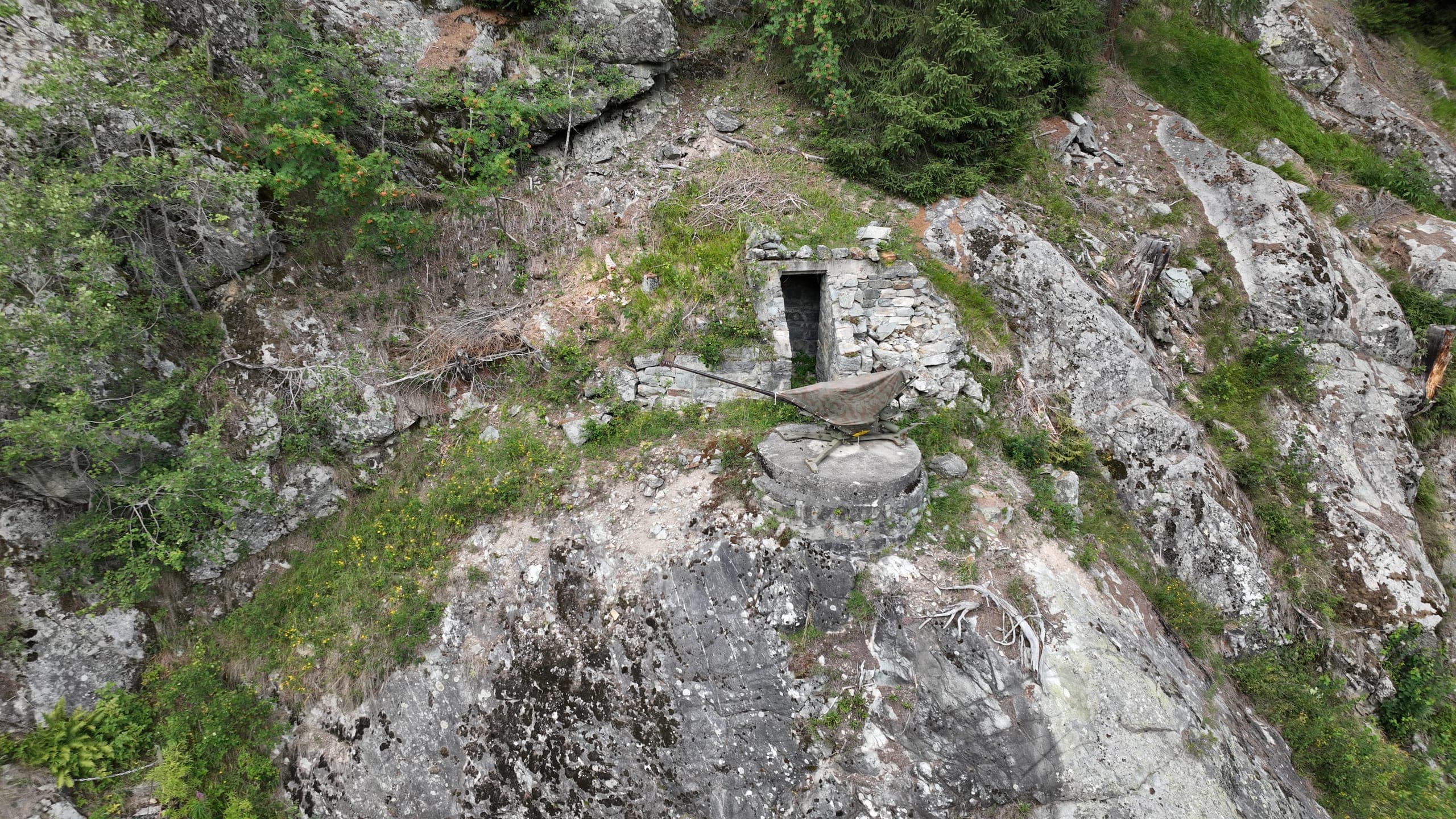 Fortification entrance in the rock near Splügen