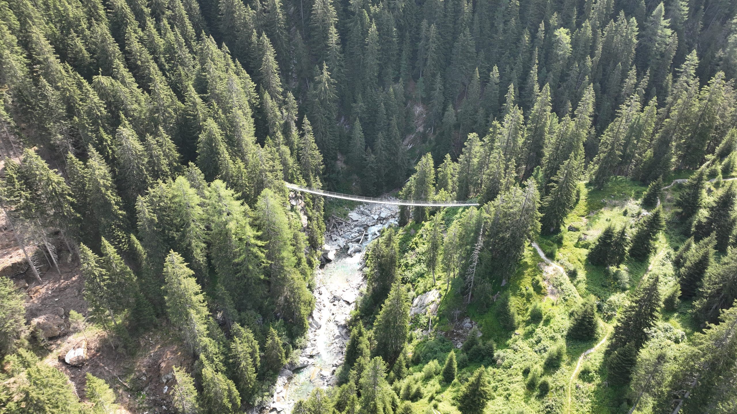 Suspension bridge over the gorge