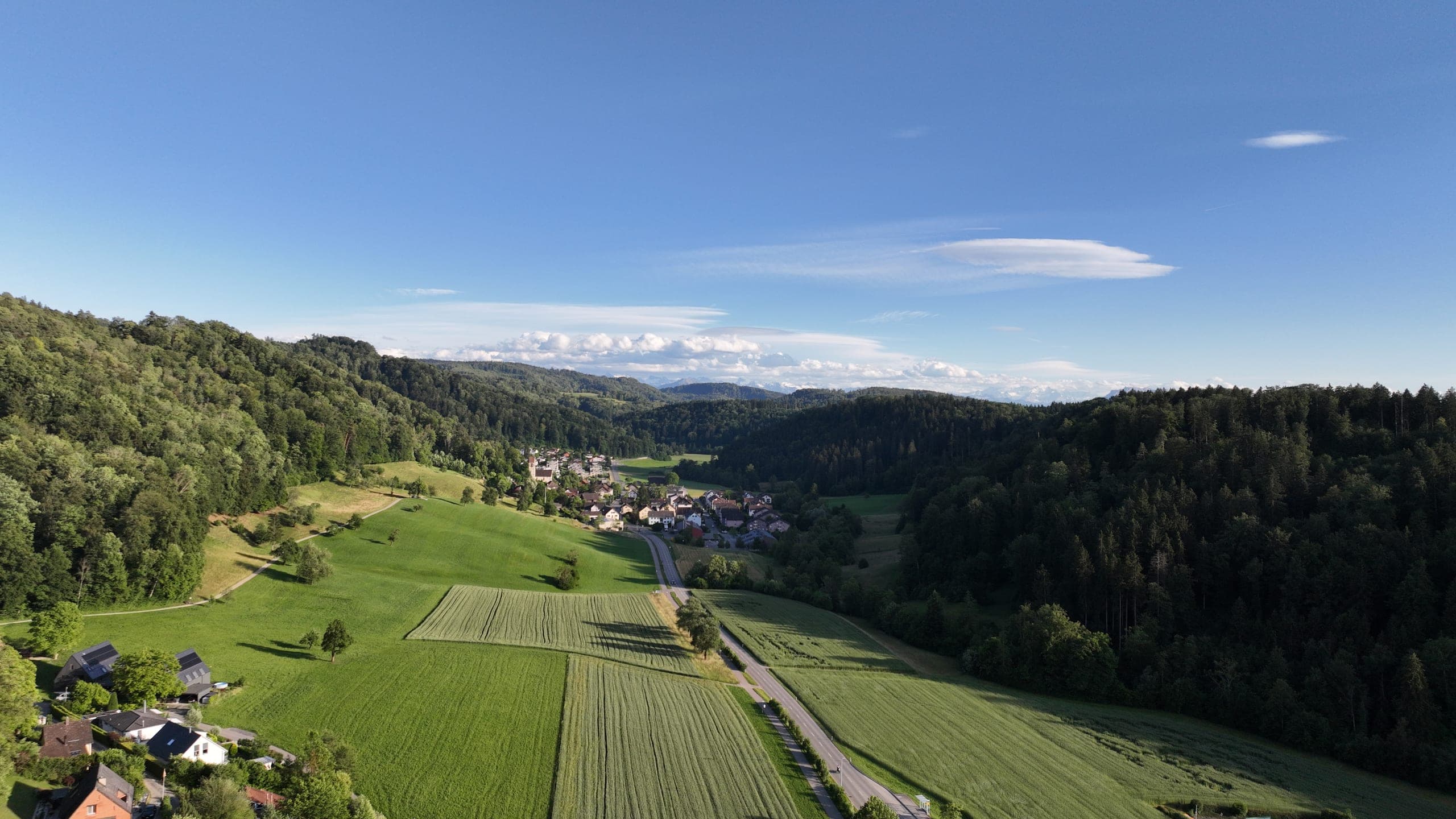 Village and fields in the Reppisch valley